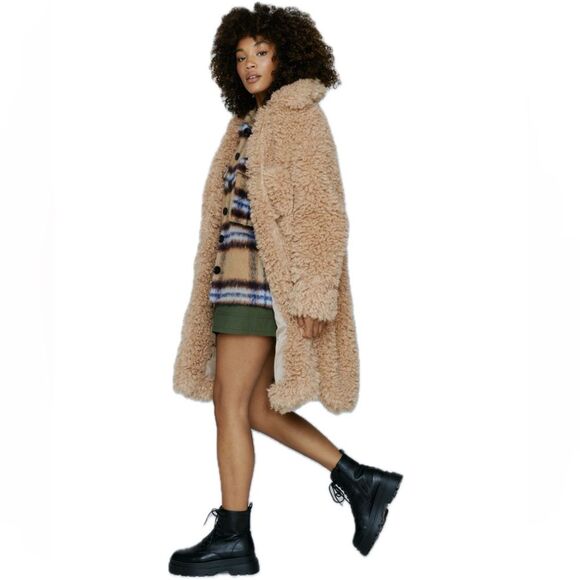 wild fable Jackets & Blazers - Wild Fable Beige Longline Sherpa Teddy Jacket